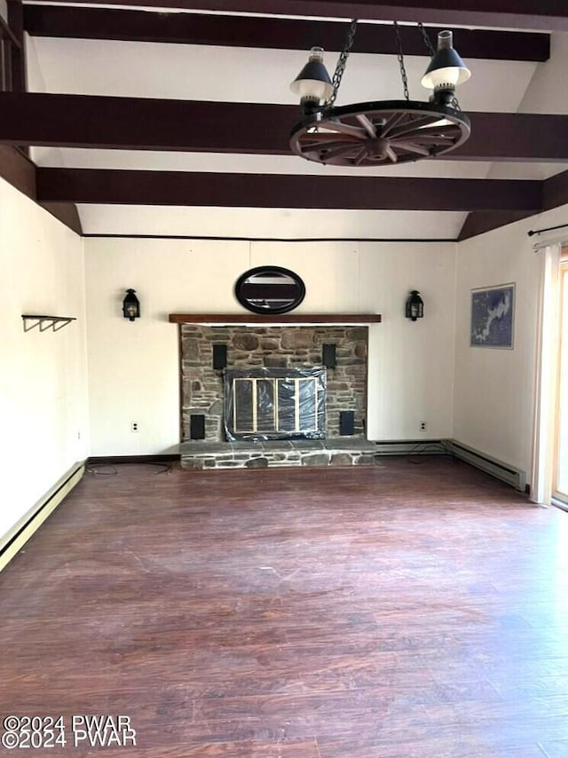 unfurnished living room with a fireplace, hardwood / wood-style floors, and a healthy amount of sunlight