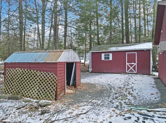 view of snow covered structure