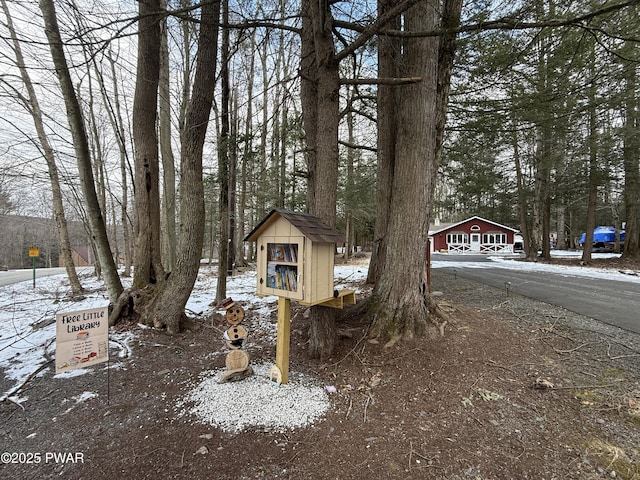 view of yard layered in snow