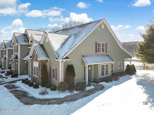 view of front facade with stone siding