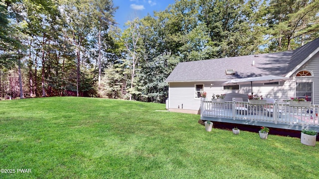785 Milford Rd, Dingmans Ferry, PA 18328 - view of green lawn with a deck