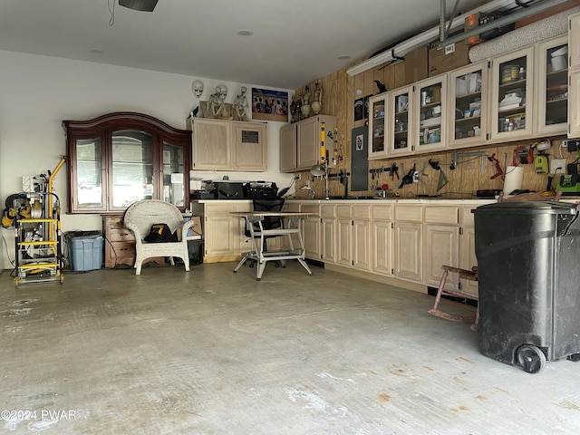 kitchen with light brown cabinets