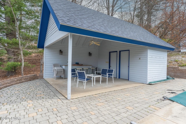 view of patio / terrace featuring a ceiling fan