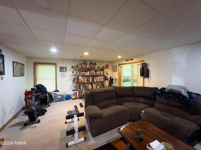 living room featuring carpet floors