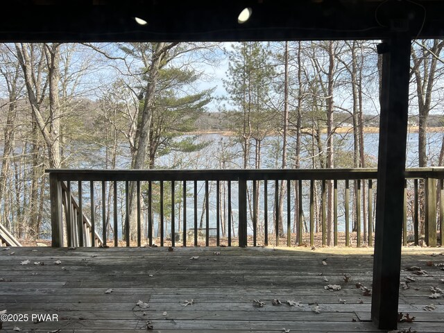 129 Waterview Dr, Lords Valley, PA 18428 - wooden deck featuring a water view