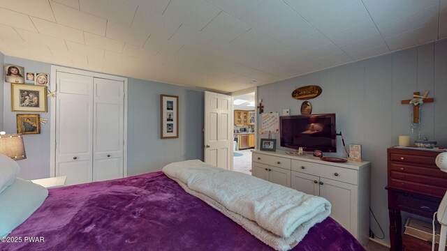 163 Wild Acres Dr, Dingmans Ferry, PA 18328 - bedroom with a closet and a decorative wall