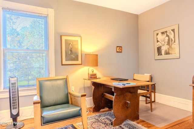 home office featuring light wood-type flooring