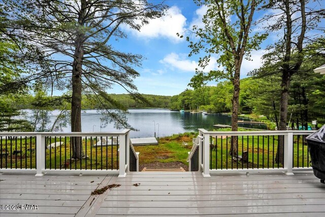 105 Cherry Point Ct, Hawley, PA 18428 - deck featuring a water view