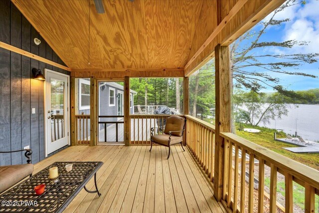 105 Cherry Point Ct, Hawley, PA 18428 - wooden terrace with a water view