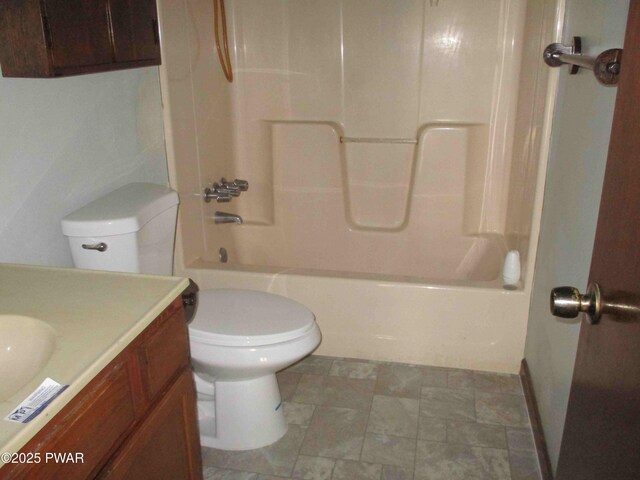 full bathroom featuring vanity, toilet, and shower / bath combination