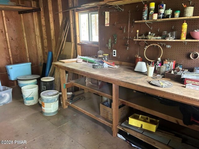 106 Chestnut Dr, Greentown, PA 18426 - misc room featuring concrete flooring and a workshop area