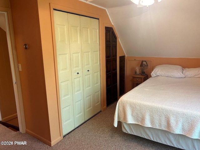 106 Chestnut Dr, Greentown, PA 18426 - bedroom with vaulted ceiling, carpet flooring, a closet, and baseboards