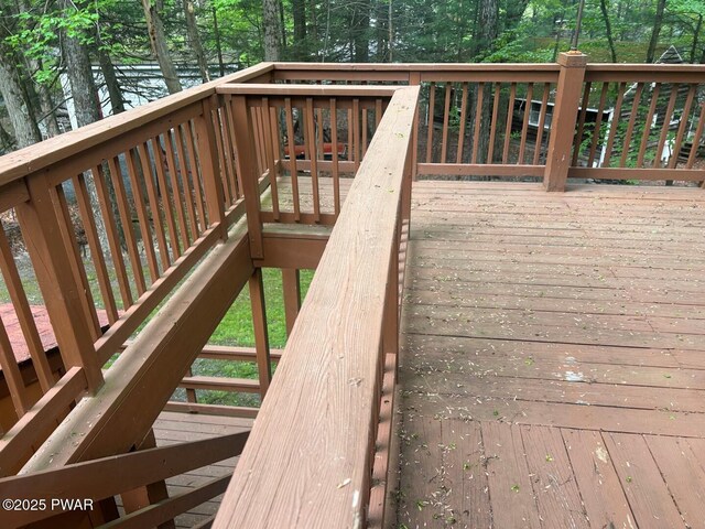 106 Chestnut Dr, Greentown, PA 18426 - wooden terrace featuring view of scattered trees