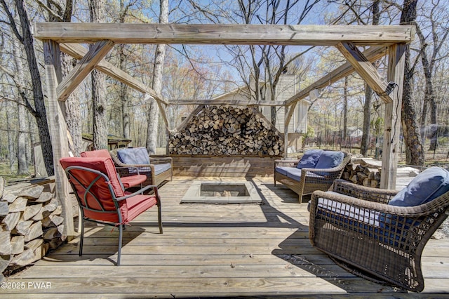 235 Oak Hill Rd, Hawley, PA 18428 - deck with an outdoor living space with a fire pit