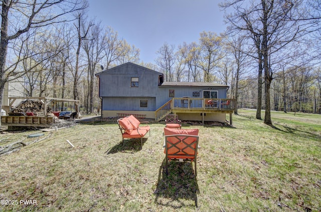 235 Oak Hill Rd, Hawley, PA 18428 - rear view of house featuring a yard and a deck