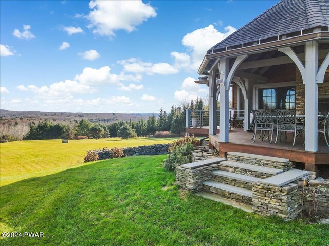 849 S Preston Rd, Lakewood, PA 18439 - view of green lawn featuring a view of rural / pastoral area and a deck