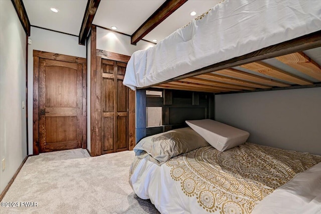 849 S Preston Rd, Lakewood, PA 18439 - bedroom featuring carpet flooring, recessed lighting, and beamed ceiling