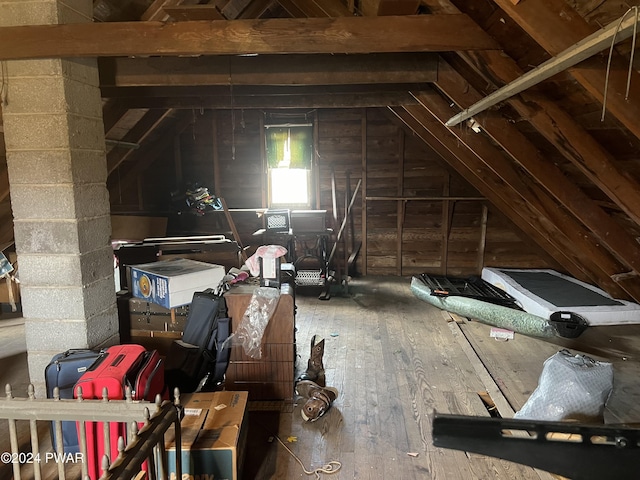 view of unfinished attic