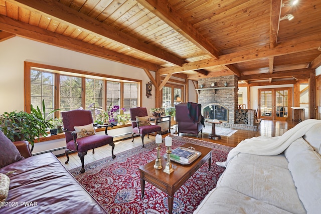 114 Wisener Ln, Shohola, PA 18458 - living room featuring wood-type flooring, plenty of natural light, and beamed ceiling