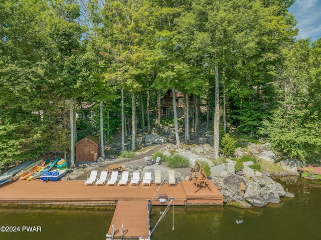 dock area featuring a water view