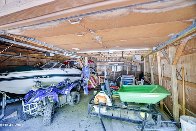 garage with a garage door opener