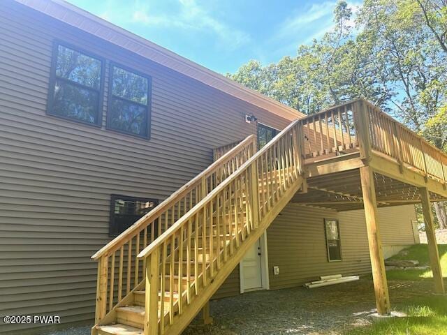 119 Lenape Dr, Milford, PA 18337 - back of house with stairway and a deck