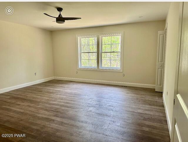 119 Lenape Dr, Milford, PA 18337 - spare room with ceiling fan and dark wood finished floors
