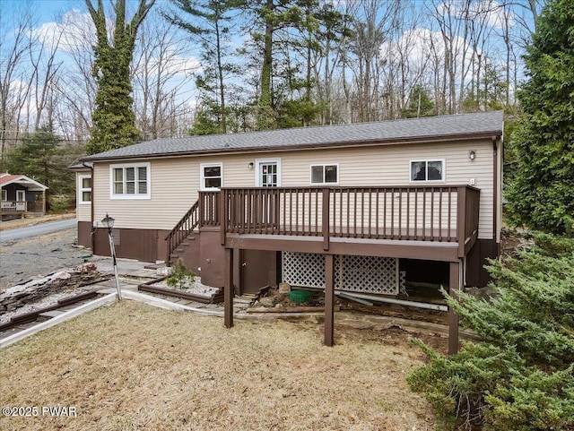 111 N Redwood Dr, Greentown, PA 18426 - rear view of house with stairway and a deck