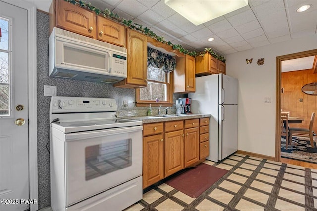 111 N Redwood Dr, Greentown, PA 18426 - kitchen with white appliances, recessed lighting, light countertops, and baseboards