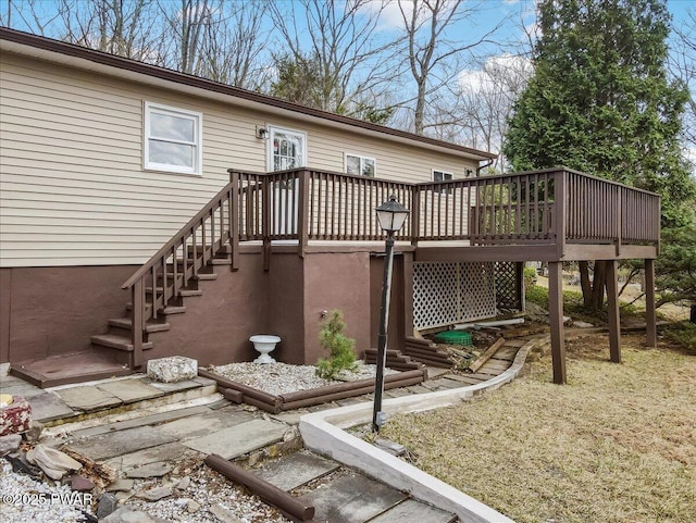 111 N Redwood Dr, Greentown, PA 18426 - back of house with a wooden deck and stairway