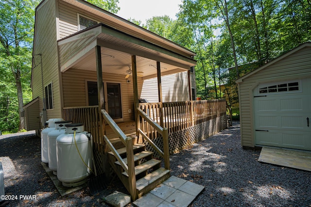 exterior space with an outdoor structure and a garage