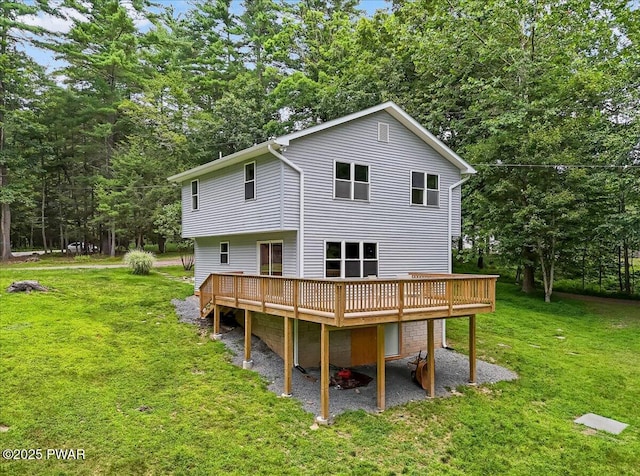 1039 Towpath Rd, Hawley, PA 18428 - back of house with a deck and a lawn
