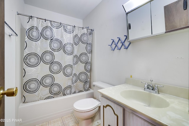 1086 Hampstead Rd, Bushkill, PA 18324 - bathroom with toilet, shower / tub combo, vanity, and tile patterned floors
