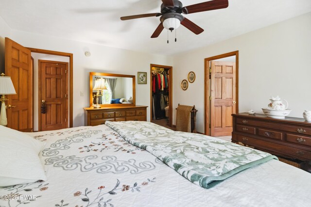 119 Canoebrook Dr, Hawley, PA 18428 - bedroom with a closet, a walk in closet, and a ceiling fan