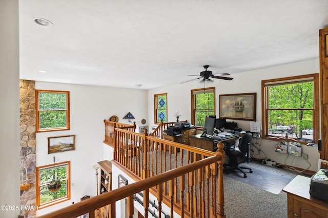 119 Canoebrook Dr, Hawley, PA 18428 - carpeted home office with healthy amount of natural light and ceiling fan