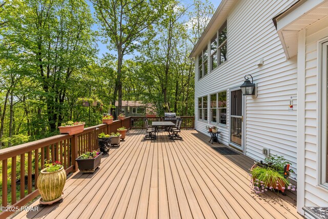 119 Canoebrook Dr, Hawley, PA 18428 - wooden terrace featuring outdoor dining space