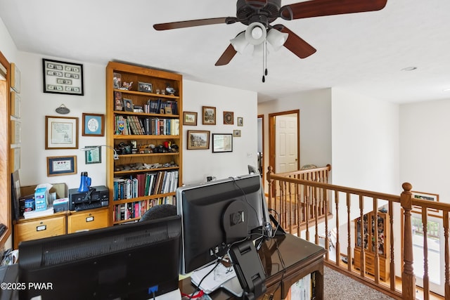 119 Canoebrook Dr, Hawley, PA 18428 - home office with a ceiling fan and carpet floors