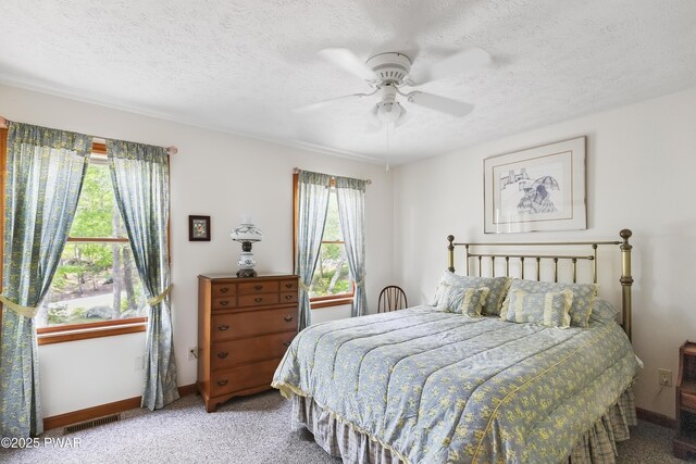 119 Canoebrook Dr, Hawley, PA 18428 - bedroom featuring carpet, baseboards, ceiling fan, and a textured ceiling