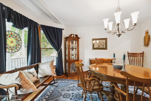 119 Canoebrook Dr, Hawley, PA 18428 - dining space with a chandelier and wood finished floors