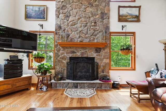 119 Canoebrook Dr, Hawley, PA 18428 - living room with wood finished floors, healthy amount of natural light, and baseboards