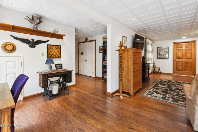 119 Canoebrook Dr, Hawley, PA 18428 - home office with baseboards, wood finished floors, and recessed lighting