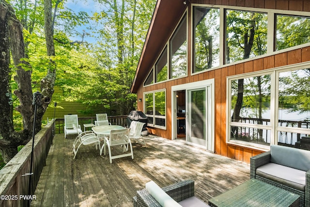 1749 Rockpoint Ct, Lake Ariel, PA 18436 - wooden terrace featuring outdoor dining space