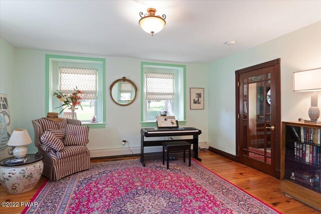 sitting room featuring wood-type flooring