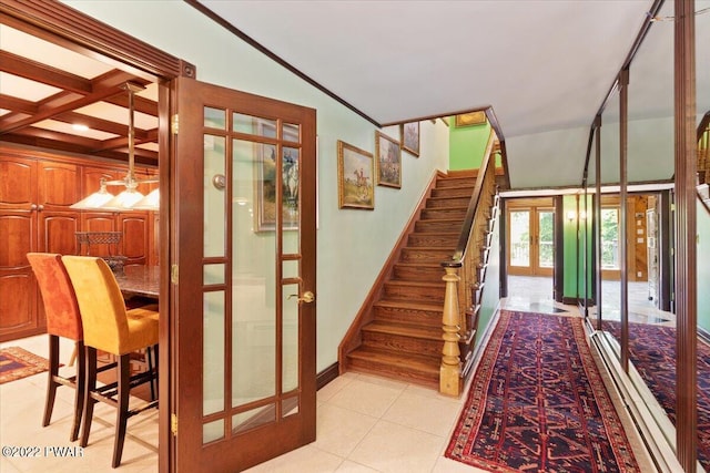 1118 Belvidere Corner Rd, Upper Mount Bethel, PA 18343 - staircase with tile patterned flooring and french doors