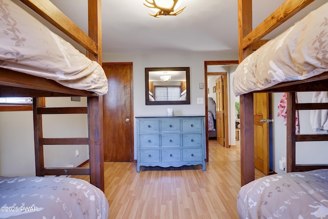 bedroom featuring light wood finished floors