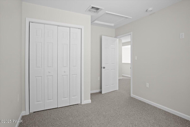 128 Copper Mountain Dr, Tafton, PA 18464 - unfurnished bedroom featuring carpet flooring, a closet, and attic access