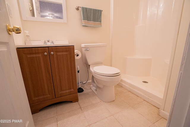 92 Thornwood Ter, Lake Ariel, PA 18436 - bathroom with a shower stall, toilet, tile patterned flooring, and vanity