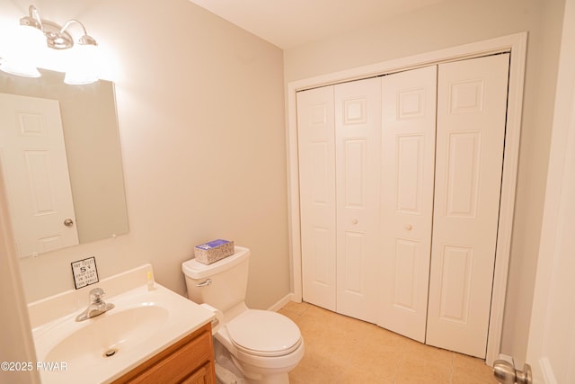 92 Thornwood Ter, Lake Ariel, PA 18436 - bathroom featuring vanity, toilet, baseboards, tile patterned floors, and a closet