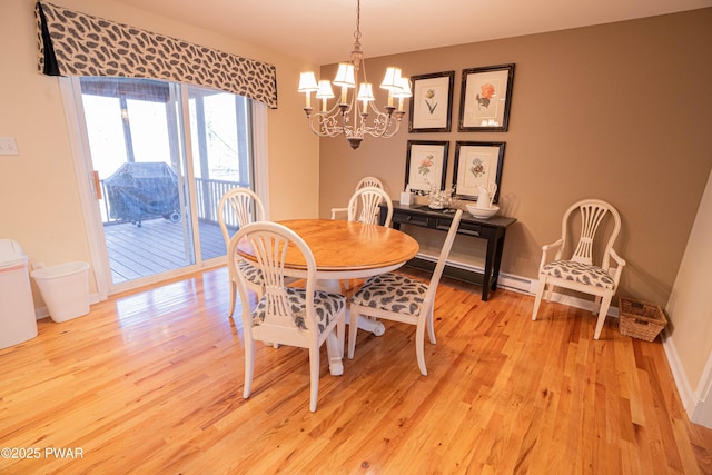 92 Thornwood Ter, Lake Ariel, PA 18436 - dining area with baseboards, light wood-style floors, and a chandelier