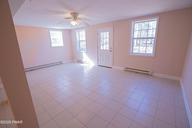 92 Thornwood Ter, Lake Ariel, PA 18436 - foyer entrance featuring a wealth of natural light, a baseboard heating unit, and a ceiling fan